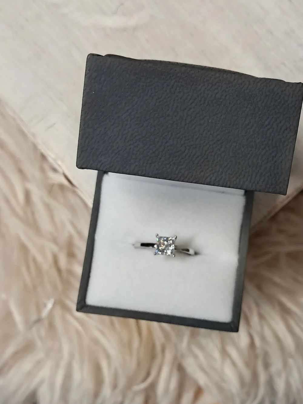 1.0 Carat Princess Cut D-Color Moissanite Solitaire Ring - 925 Sterling Silver
